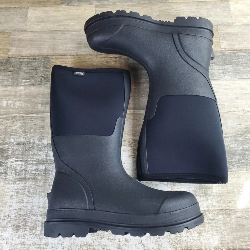 Bogs Rancher Mens Classic High Waterproof Boots Sz 13 Black Rubber Round‎ Toe